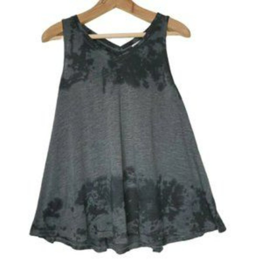 Hem & Thread Womens Sleeveless Top Dark Gray‎ Burnout Size Small